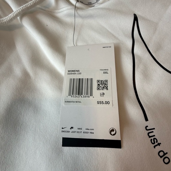 Nike Women's Therma Fit 2 X White Hoodie with black print NWT c59 - Picture 2 of 7